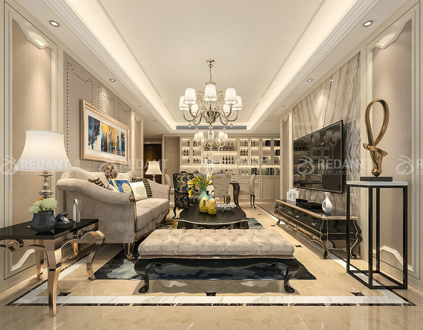 珍珠湾花园 丨 115㎡简欧风格别墅装修效果图