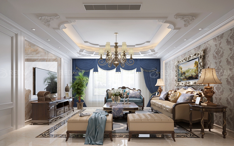 黄金海岸丨170平米欧式风格装修效果图