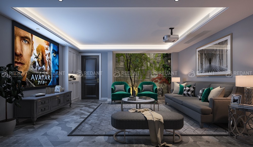 石湖桃花源280㎡美式轻奢别墅装修案例