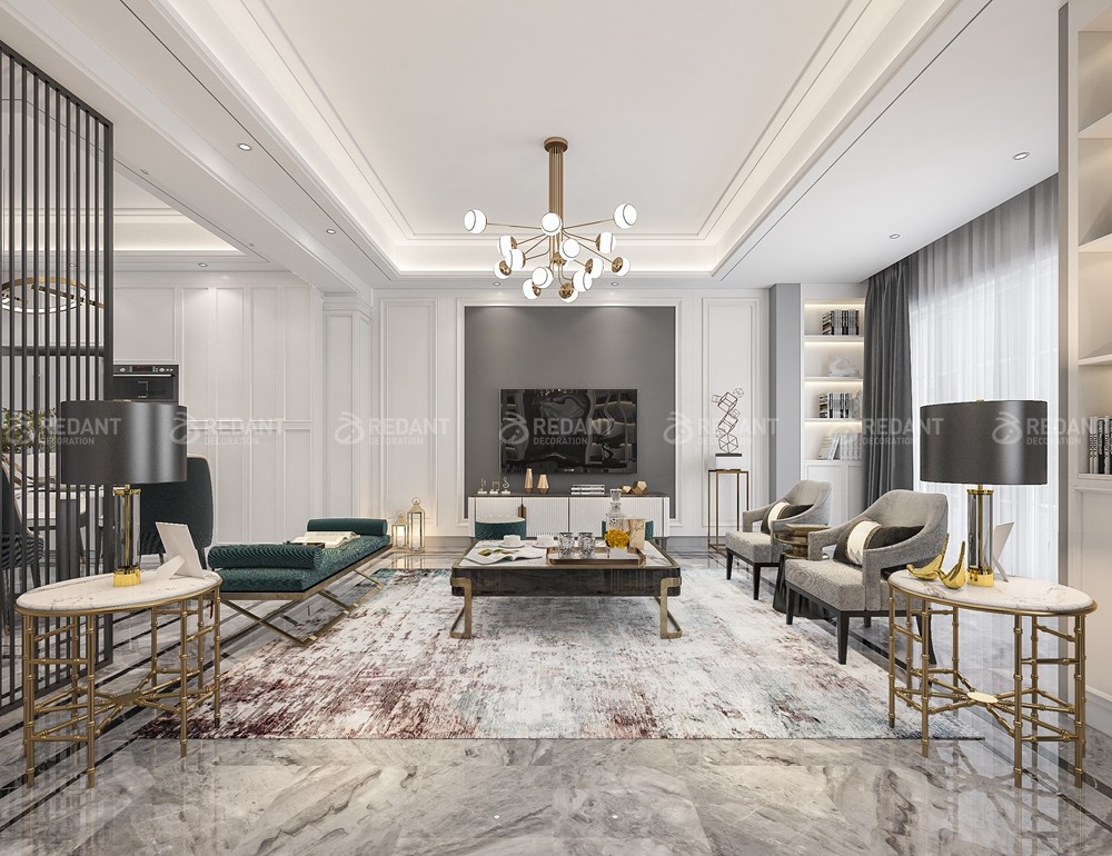 石湖桃花源280㎡美式轻奢别墅装修案例