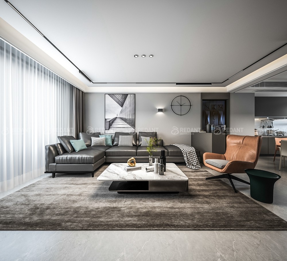 拾锦香都130㎡现代风格三居室装修案例