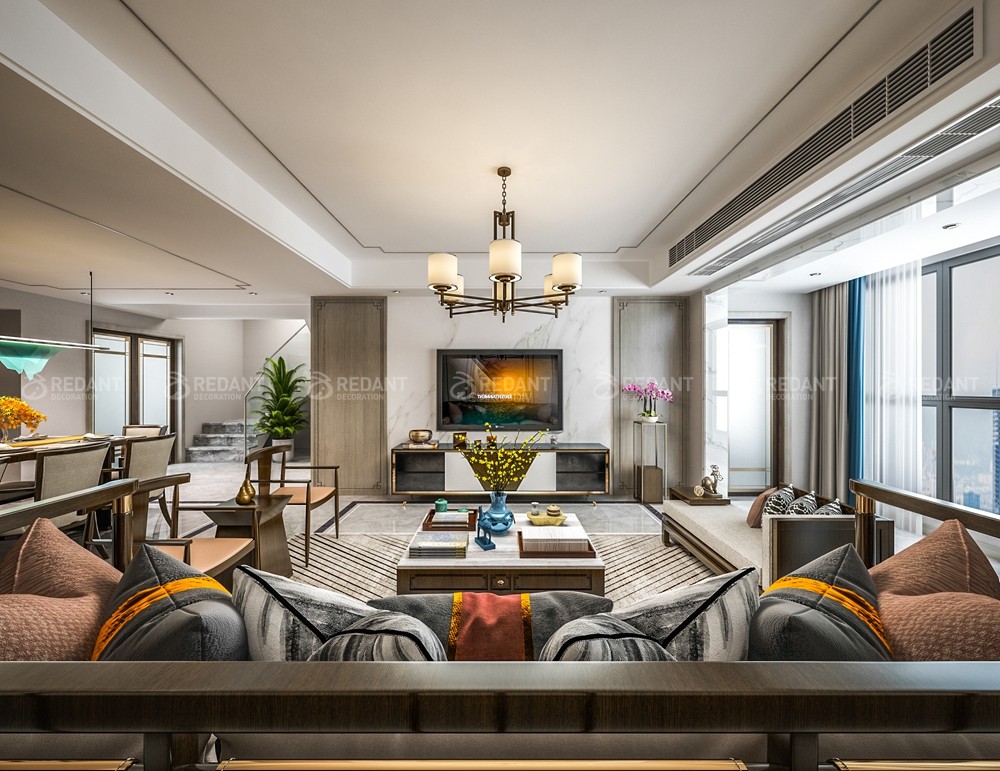 现代园墅200㎡新中式风格别墅装修案例