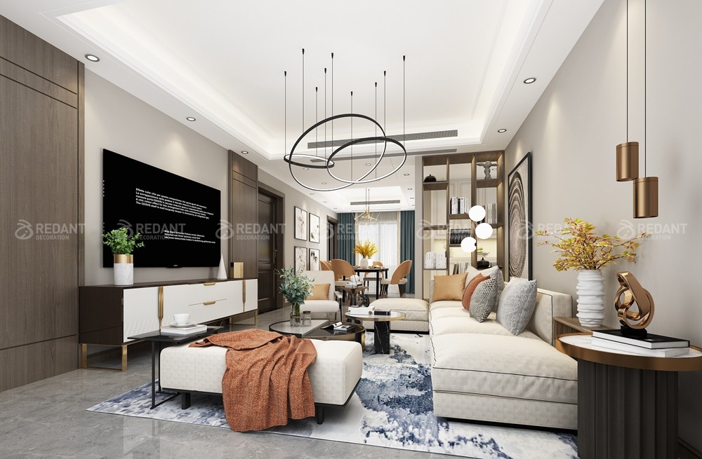 拾锦香都120㎡现代风格三居室装修案例