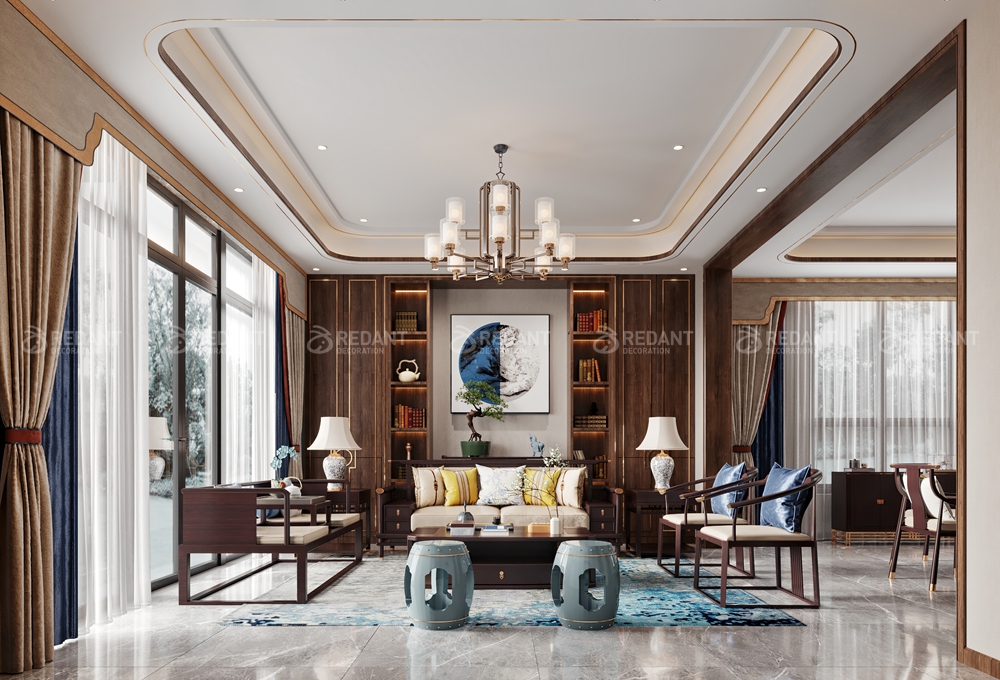 世茂石湖湾 | 300㎡新中式风格联排别墅装修案例