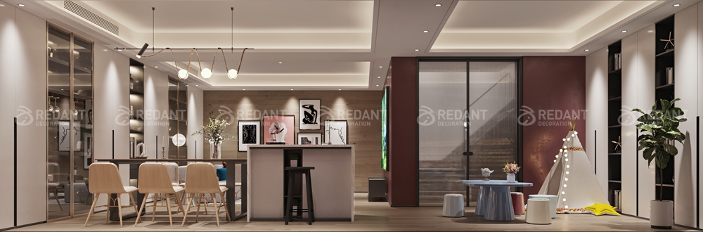 世茂石湖湾300㎡新中式风格联排别墅装修案例