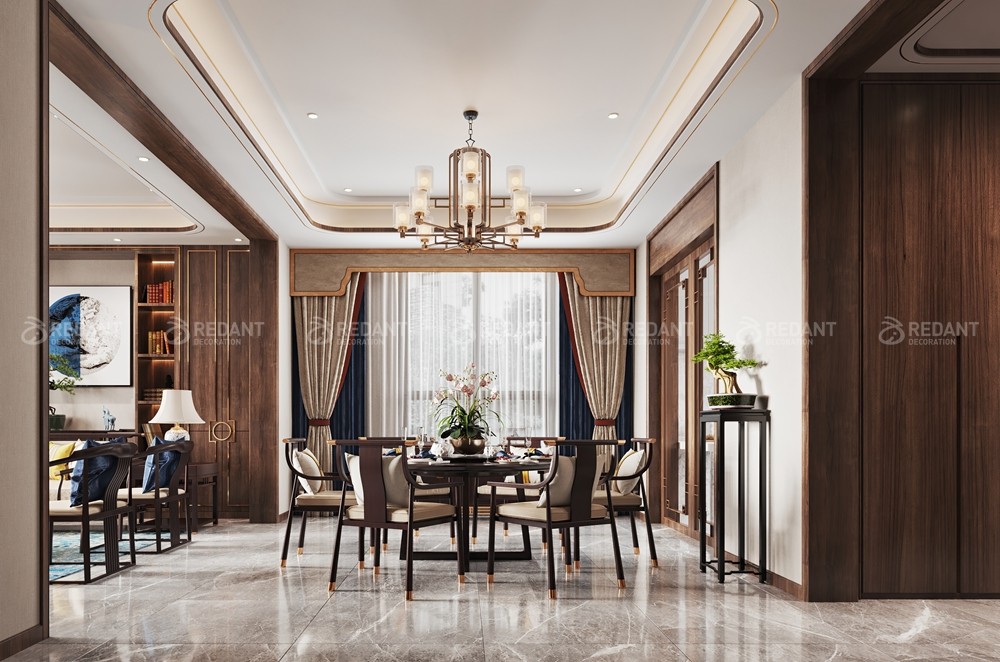 世茂石湖湾300㎡新中式风格联排别墅装修案例