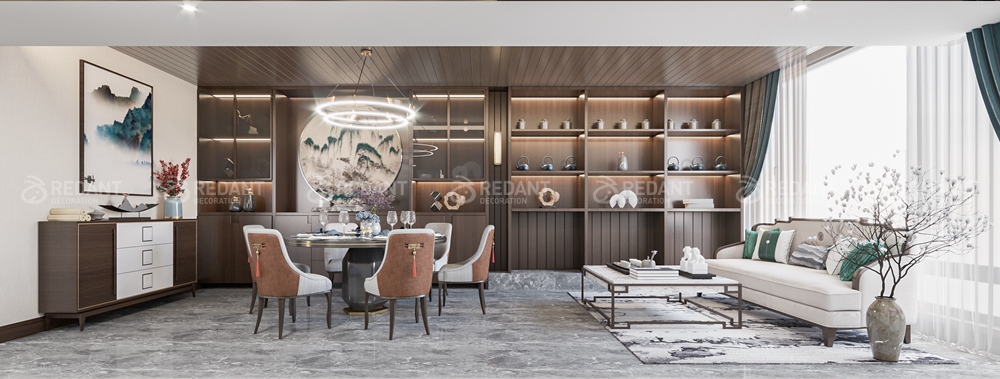 水秀坊280㎡新中式风格别墅装修案例