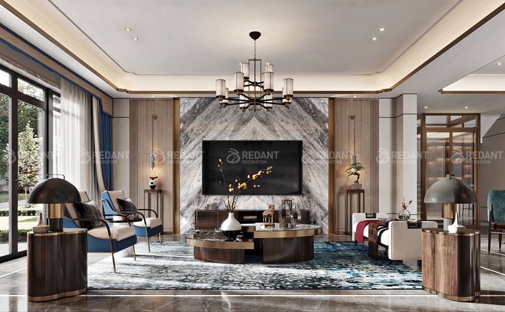 金科王府600㎡中式轻奢风格独栋别墅装修案例