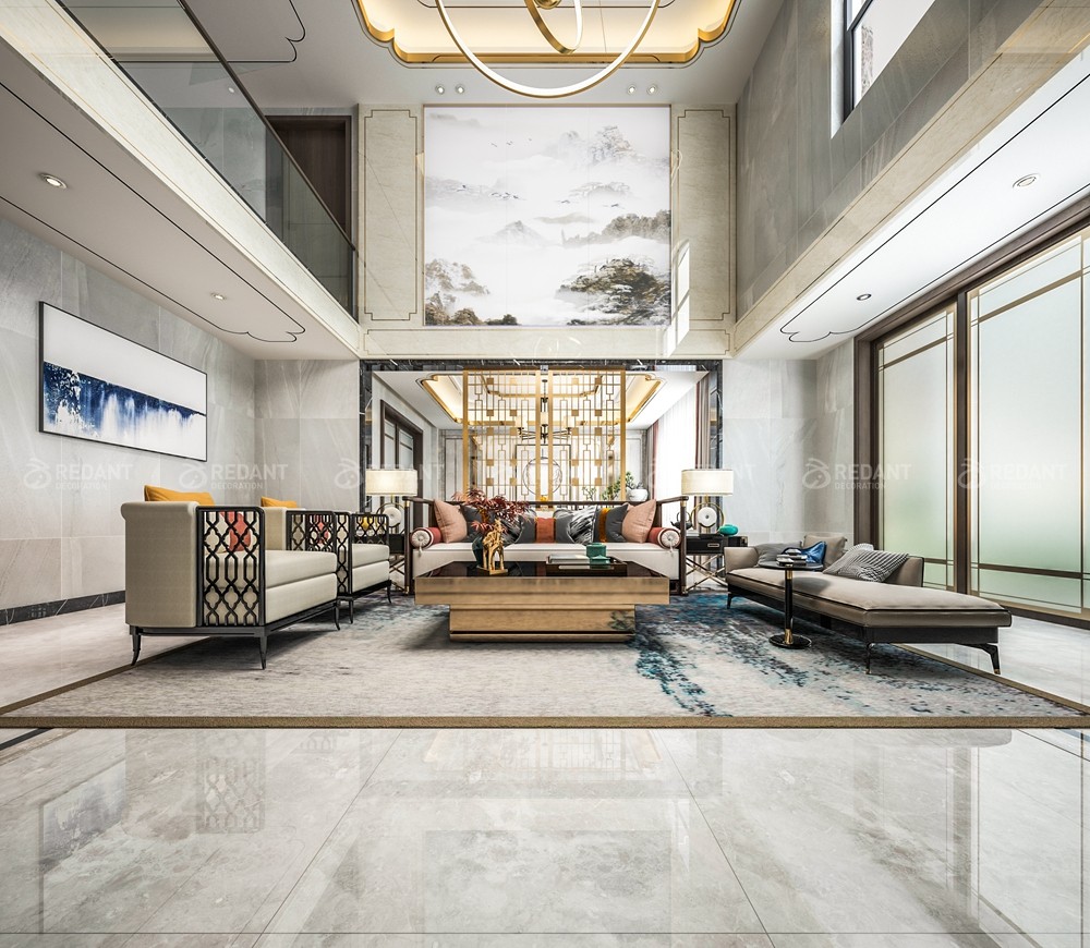 钓鱼台300㎡现代中式风格别墅装修案例