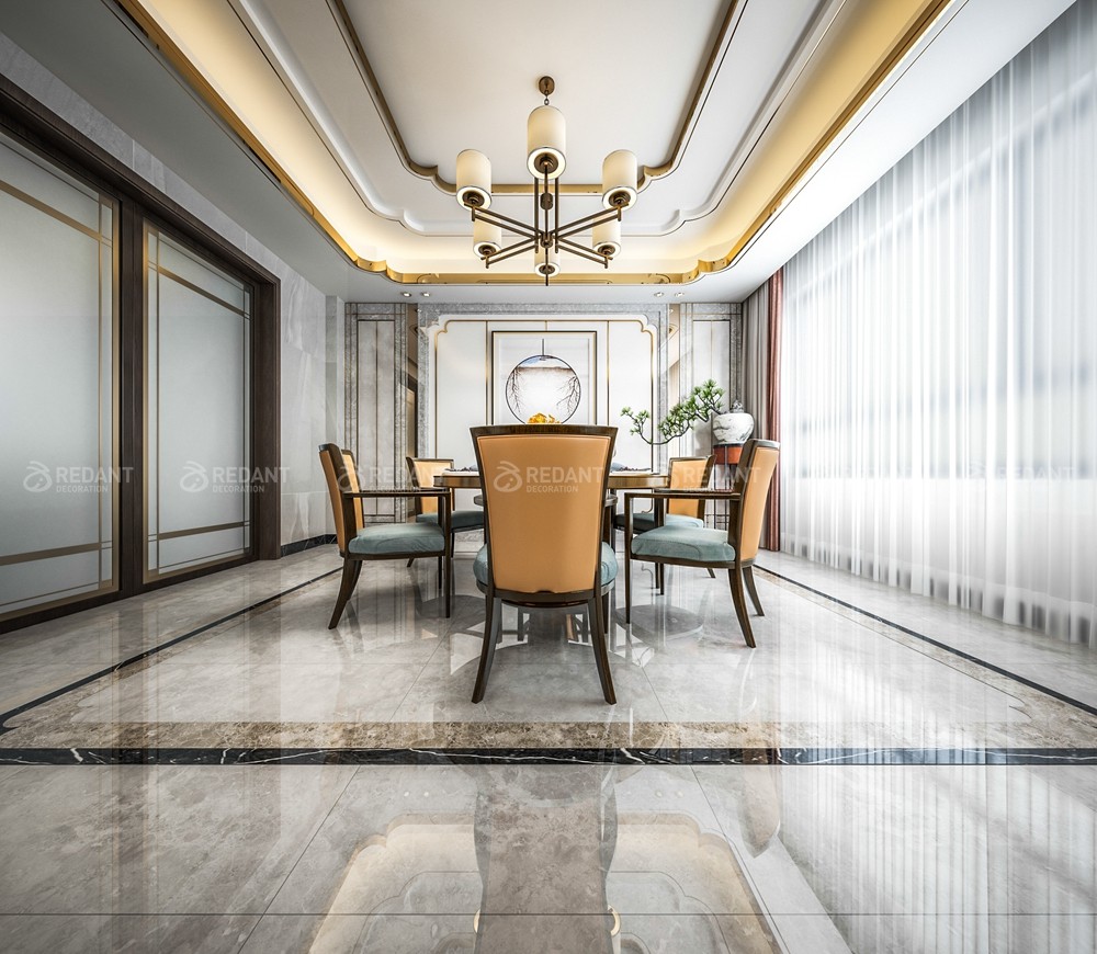 钓鱼台300㎡现代中式风格别墅装修案例