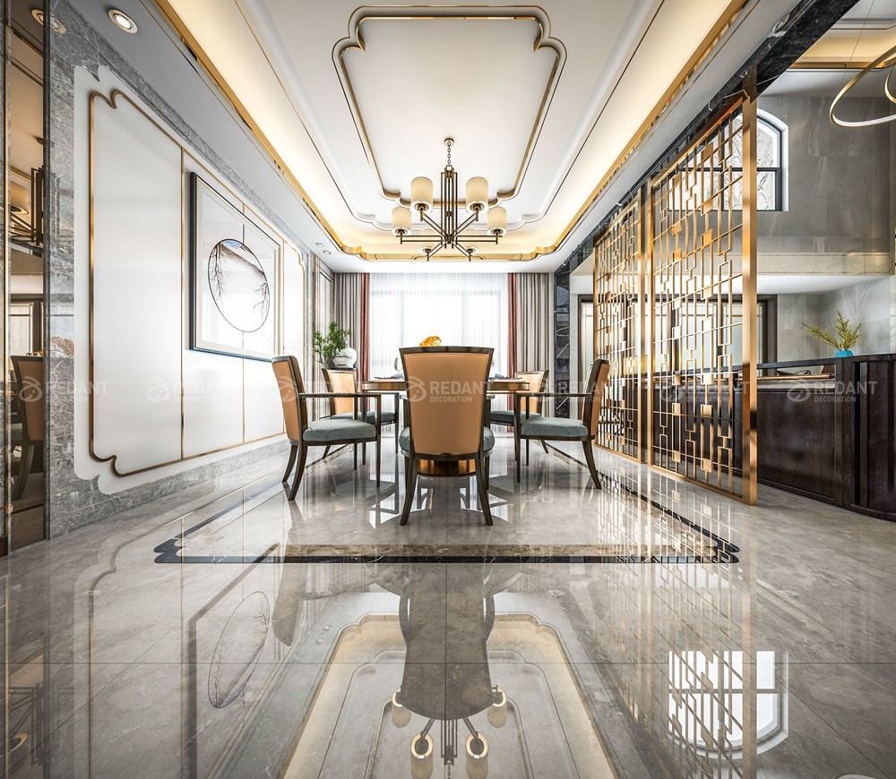 钓鱼台300㎡现代中式风格别墅装修案例