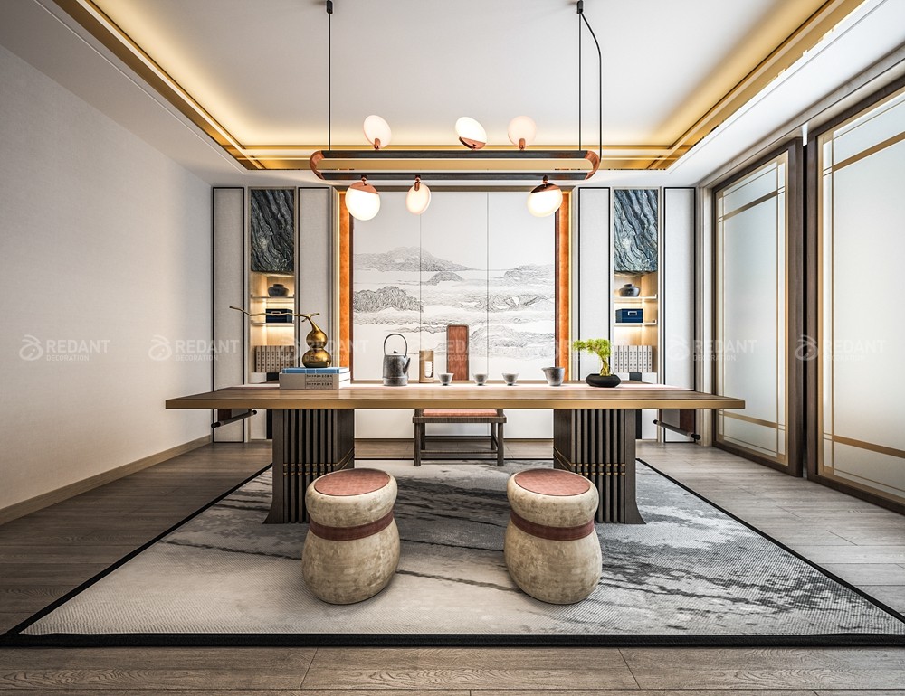 钓鱼台300㎡现代中式风格别墅装修案例