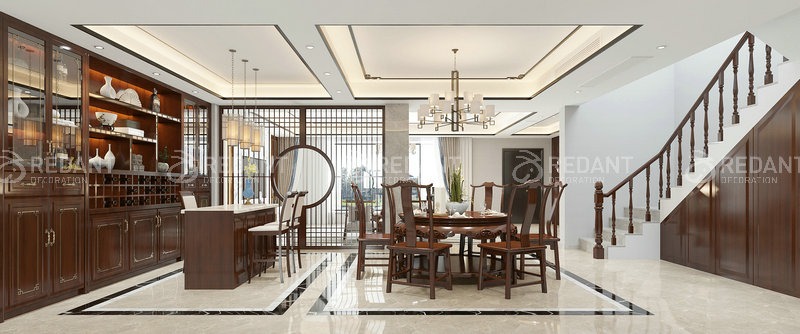 兰亭苑丨200平中式风格效果图