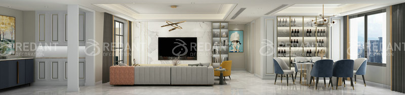 白塘壹号丨160平现代轻奢风格效果图