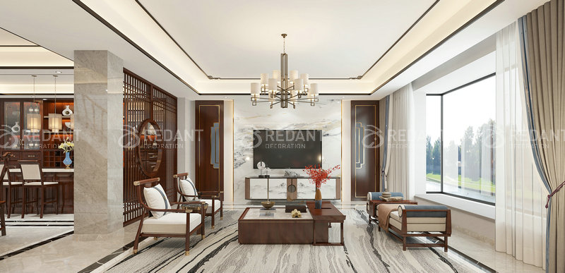 兰亭苑丨200平中式风格效果图