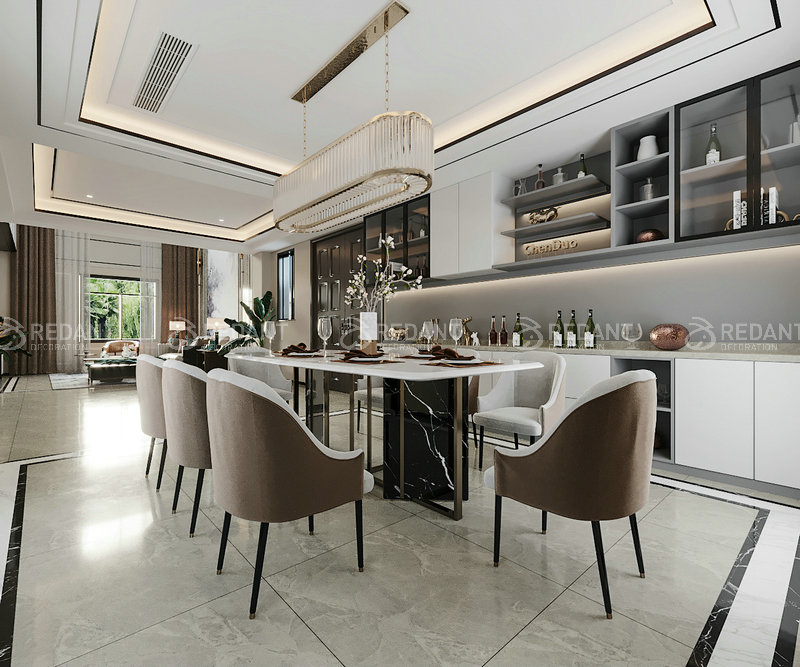 花溪公馆丨400平新中式别墅装修效果图