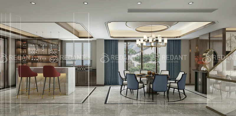 合润御府丨400平新中式风格别墅装修效果图