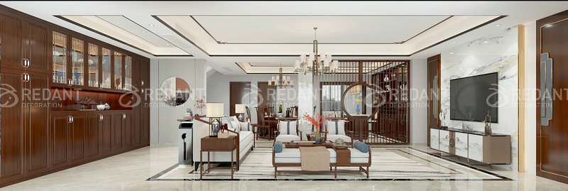 兰亭苑丨200平中式风格效果图