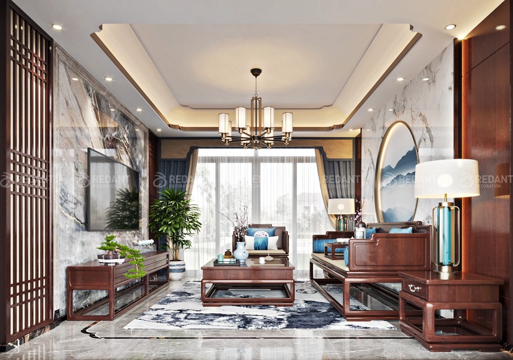 和沁园300㎡新中式风格别墅装修案例