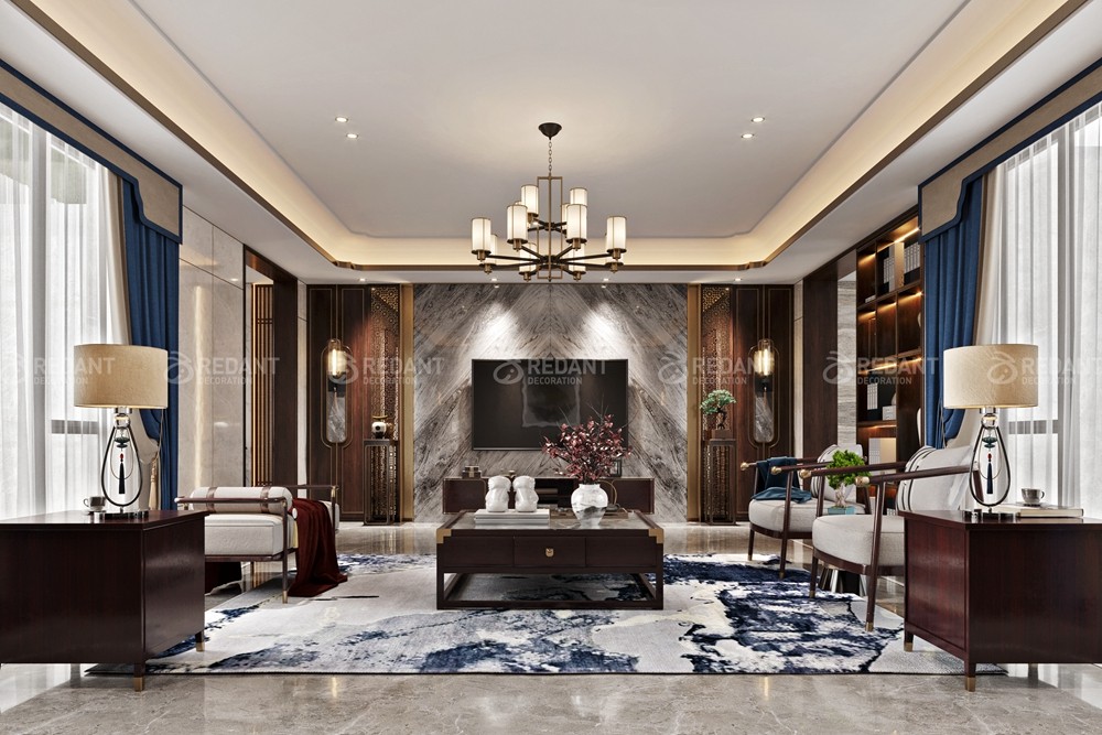 和沁园300㎡新中式风格别墅装修案例