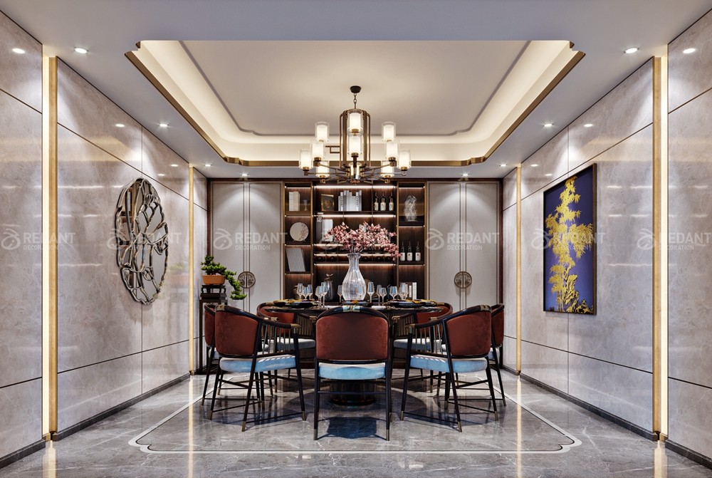 和沁园300㎡新中式风格别墅装修案例