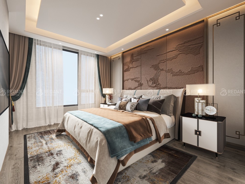 中粮本源300㎡新中式风格别墅装修效果图