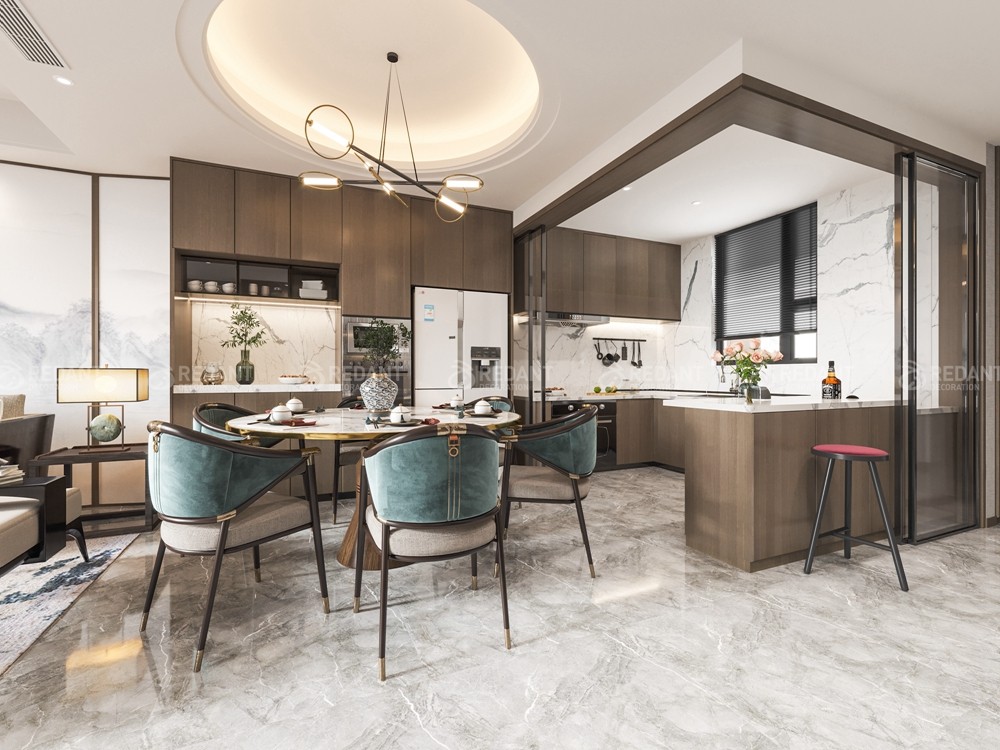 中粮本源300㎡新中式风格别墅装修效果图