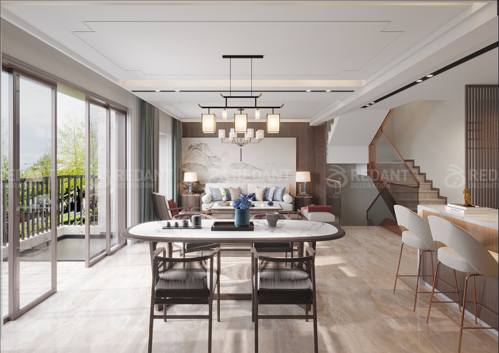 湖悦天境 | 249㎡新中式风格别墅装修效果图