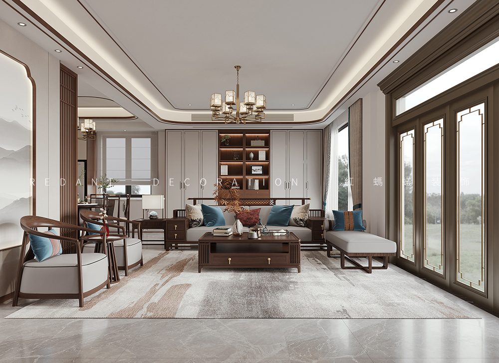 鹿山雅苑 | 380㎡新中式风格别墅装修案例