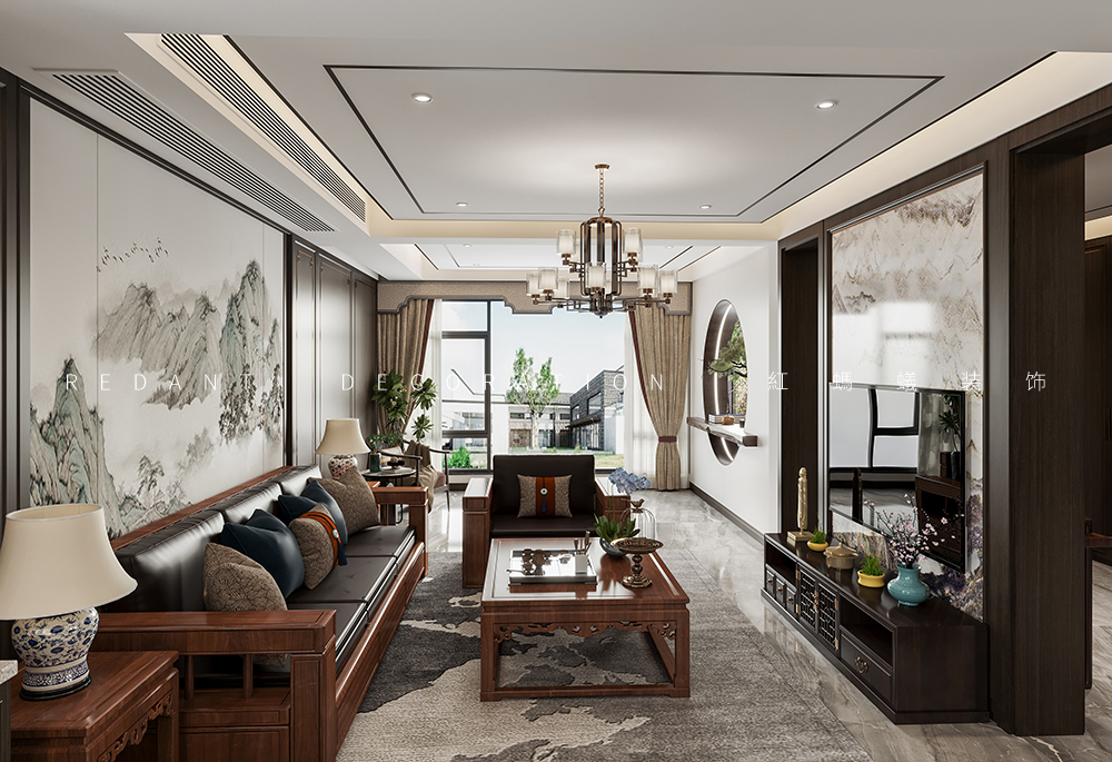 鲈乡花园 | 400平米新中式风格别墅装修效果图