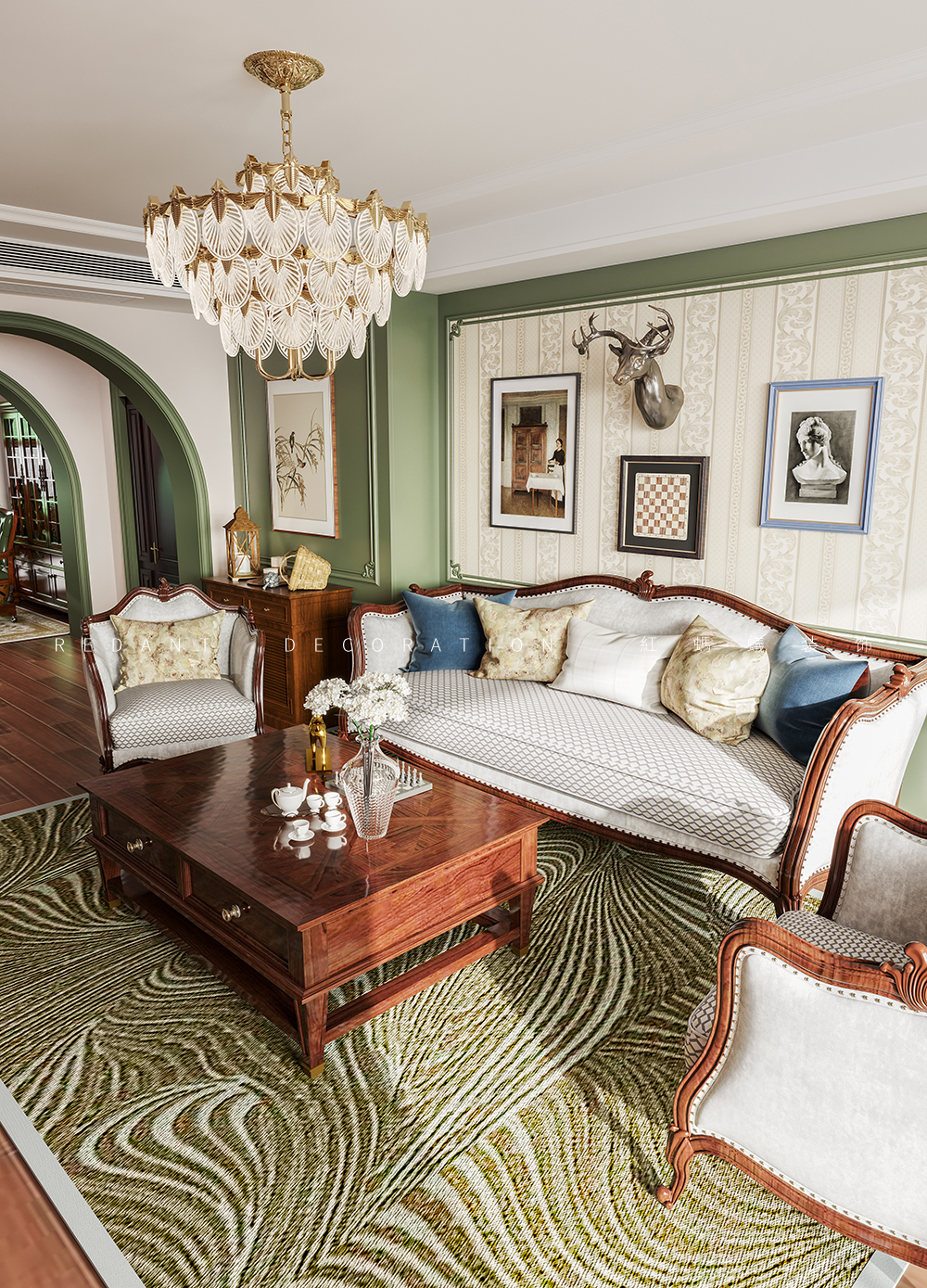 苏州湾景苑 | 350平米美式风格装修效果图