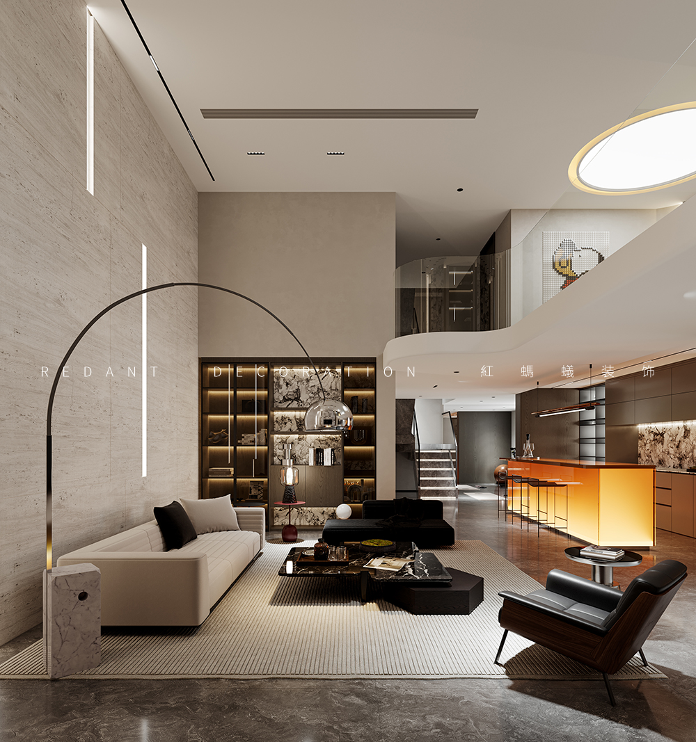 琥珀半岛 | 290㎡轻奢风格下叠别墅装修效果图