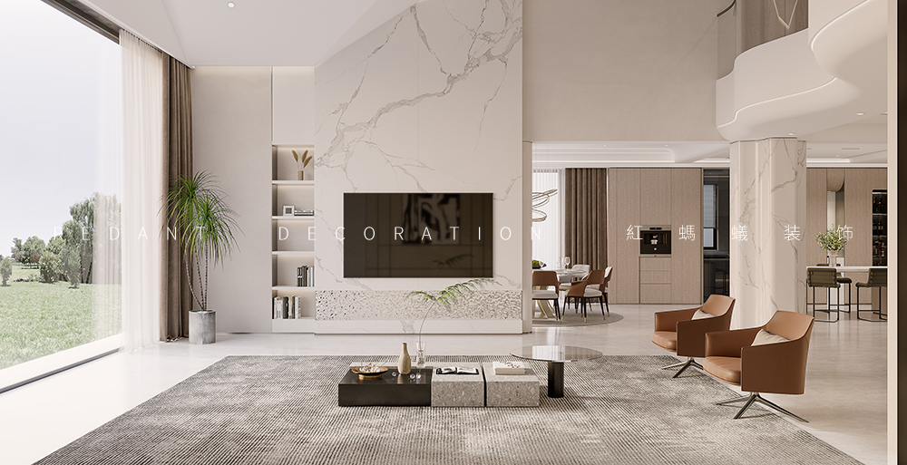 淀湖桃源丨680平现代轻奢风格别墅装修效果图