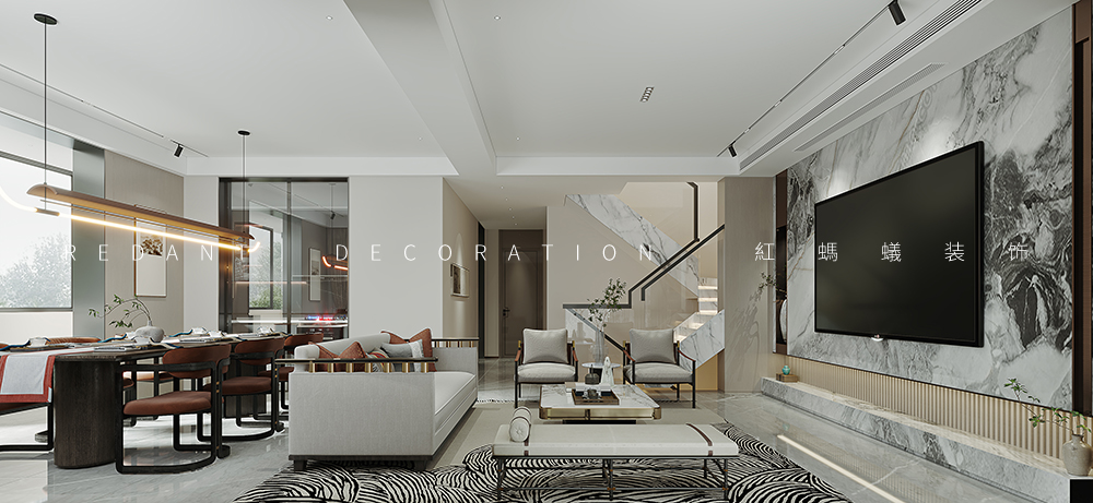 岸芷汀兰 | 300平米新中式别墅装修效果图