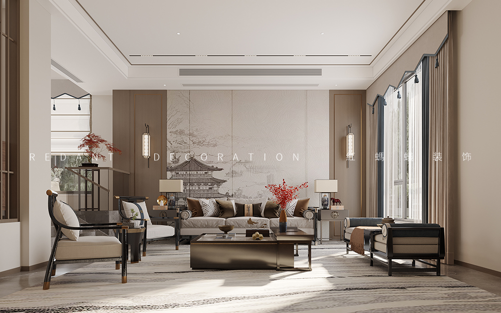 阳光水世界 | 450㎡新中式风格别墅装修案例