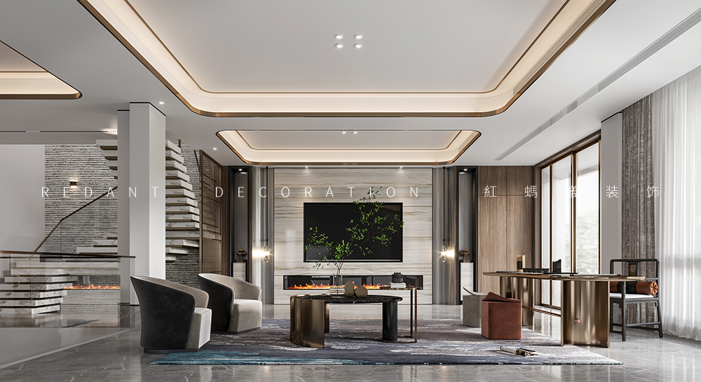 湖滨水岸 | 643平米现代风格别墅装修效果图